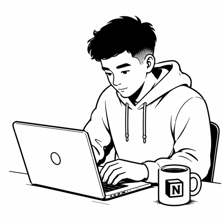 Illustration of Youssef Saidi working at a laptop